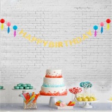 ED Petekli Kağıt Zincir Süs Püsküllü Happy Birthday