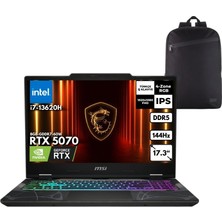 MSI Msı Msı Cyborg 17 I7-13620H 32-Gbddr5 4 Tbssd RTX5070 (8GB-GDDR7-60W) 17.3" Fhd 144Hz Windows 11 Pro + Hmf Sırt Çantası B13WGKG-251XTRHMF27