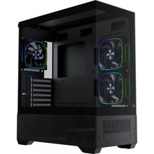 Gamebooster Nyvra Alpha Sea Vıew Atx 3x Argb Pwm Fan 80+ Bronze Siyah Akvaryum 750W Gamıng Kasa