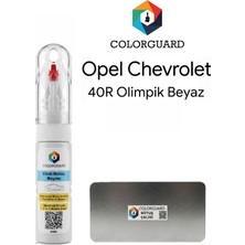 COLORGUARD Opel Chevrolet 40R Olimpik Beyaz İğneli ve Fırçalı Özel Tasarım Şişe Rötuş Boyası ve Profesyonel Rötuş Çeliği Seti