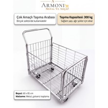 Armoni Metal Yük Taşıma Arabası Kafesli 60X85 cm Galvaniz Kaplama Yan Kısımlar Sök-Tak Dayanıklı Malzeme Özellikleri