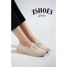 Zshoes Kadın Tam Ortopedik Bağcıksız Gündelik Spor Babet Sneaker (41/42 Özel Büyük Numara Dahil)