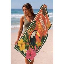 Valerine Life Plaj Havlusu 70X140CM Havuz Spa Sauna Spor Pamuklu Emici Toucan Summer Party
