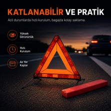 Carvorio Üçgen Reflektör E Belgeli Yüksek Yansıma Kutulu Demir Ayaklı Bayraklı