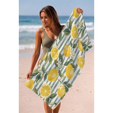 Valerine Life Plaj Havlusu 70X140CM Havuz Spa Sauna Spor Pamuklu Emici Lemon Breeze