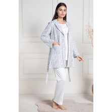raia  6100 Gri Sabahlıklı Şardonlu Hamile Lohusa Pijama Takımı