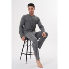 raia  2982 Füme Büyük Beden Uzun Kollu Erkek Pijama Takımı