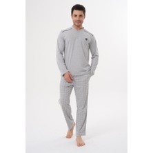 raia  2982 Gri Büyük Beden Uzun Kollu Erkek Pijama Takımı