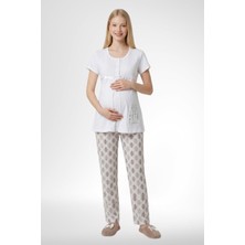 raia  6350 Ekru Hamile Lohusa Pijama Takımı
