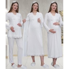 raia  1519 Ekru Lohusa Sabahlık Gecelik Pijama Set