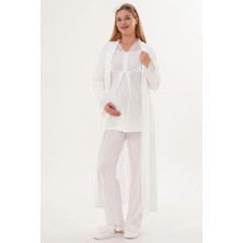 raia  6330 Ekru Sabahlıklı Lohusa Pijama Takımı