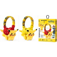 Azurtech Pokémon Pikachu AH-601X1 Çocuk Bluetooth Kulaklık Peluş Oyuncaklı Kablosuz Kulak Üstü Kulaklık