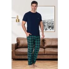 raia  2907 Lacivert Ekoseli Erkek Büyük Beden Pijama Takımı