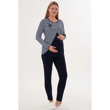 raia  6303 Lacivert Likralı Spor Hamile Lohusa Pijama Takımı