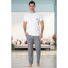raia  2908 Gri Ekoseli Erkek Büyük Beden Pijama Takımı