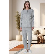 raia  6021 Gri Kadın Büyük Beden Pijama Takımı