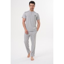 raia  2981 Gri Büyük Beden Kısa Kollu Erkek Pijama Takımı