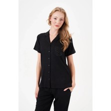 Pjs 29006 Kadın Kısa Kol Önden Düğmeli Pijama Takımı