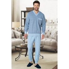 raia   2766 Mavi Kışlık Büyük Beden Erkek Pijama Takımı