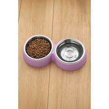 Weather Forecast 600 ml Çelik Kaplı ve Plastik Mor Kaymaz Taban Kedi Köpek Mama ve Su Kabı MT283MR