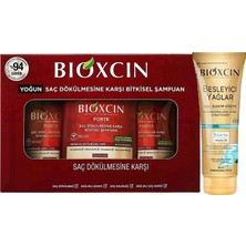 Bioxcin Yoğun Dökülme Karşıtı Bitkisel Forte Şampuan Seti 3 x 300 ml + Besleyici Yağlar Saç Kremi