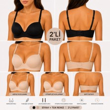 2'li Paket Çıkarılabilir Askı Straplez Balenli Destekli Push-Up Toparlayıcı Sütyen