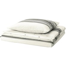 Ikea Jattefraken Beyazkoyu Gri 150X200/50X60 cm Tek Kişilik Nevresim Seti