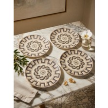 Evin Bizden Klasik Roma Mozaika Desen 6 Kişilik 25 cm Porselen Servis Sunum Tabakları