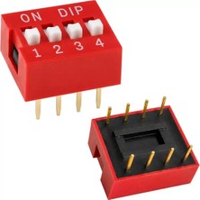 Motto Ticaret Pcb Tip 4'lü Kırmızı Dıp Switch 2.54MM Pin Aralıklı Devre Anahtarı