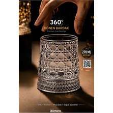 MCA Deerhome Metal Rulmanlı 360° Dönen Premium Cam Bardak | Kristal Desenli Premium Kokteyl ve Içecek Bardağı