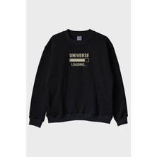 Lofux Evren Yükleniyor Siyah Bisiklet Yaka Sweatshirt