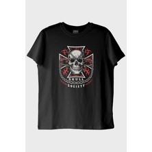 lofux Skull Society Kafatası Tasarımlı Siyah Tişört