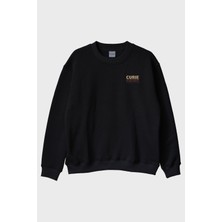 Lofux Curie Bilimsel Alıntı Siyah Bisiklet Yaka Sweatshirt