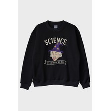 Lofux Science Magic But Real Siyah Bisiklet Yaka Sweatshirt