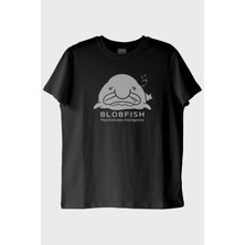 lofux IT ME Baskılı Blobfish Tasarım Siyah Tişört