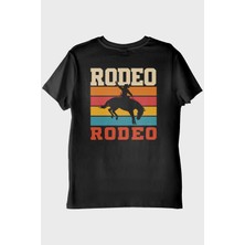 lofux Rodeo Retro Vintage Baskılı Siyah Tişört