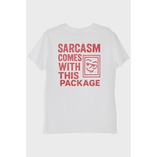 Lofux Sarcasm Comes With This Package Yazılı Beyaz Tişört
