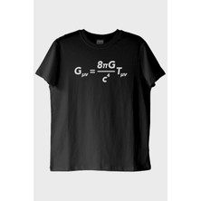 lofux Gövdesinde Einstein'ın Formülü Olan Tasarım Siyah Tişört