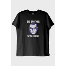 Lofux Big Brother is Watching Baskılı Distopik Siyah T-Shirt
