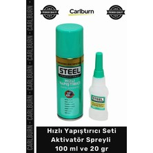 Carlburn Özel Üretim Steel Mdf Ahşap Güçlü Hızlı Yapıştırıcı Seti Aktivatör Spreyli 100 ml 20 gr