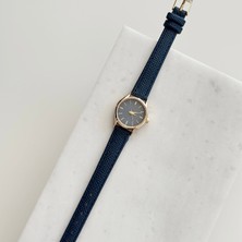 Vesce Atelier Hire Gold Deri Lacivert Kordon Lacivert