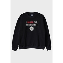 Lofux I Failed The Turing Test Robot Ikonlu Baskılı Siyah Bisiklet Yaka Sweatshirt