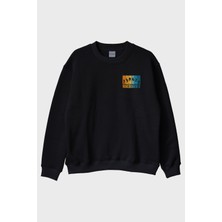 Lofux Wakeboarder Siyah Bisiklet Yaka Sweatshirt
