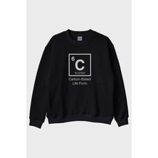 Lofux Carbon-Based Life Form Baskılı Siyah Bisiklet Yaka Sweatshirt