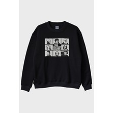 Lofux The Brainy Bunch Bilim Insanları Baskılı Siyah Bisiklet Yaka Sweatshirt