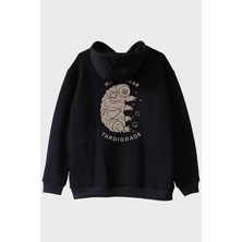 Lofux Water Bear Tardigrade Baskılı Siyah Hoodie