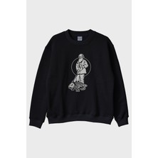 Lofux Evcil Hayvaniyla Darvin Siyah Bisiklet Yaka Sweatshirt
