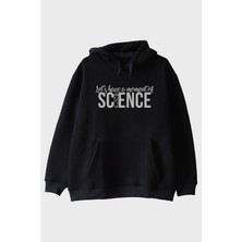 Lofux Let's Have A Moment Of Science Baskılı Siyah Hoodie