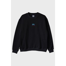 Lofux Player 2 Joystick Desenli Nakış Bisiklet Yaka Sweatshirt - Gamer Çiftler Için