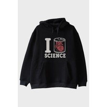 Lofux I Love Scıence Anatomik Kalpli Baskılı Hoodie